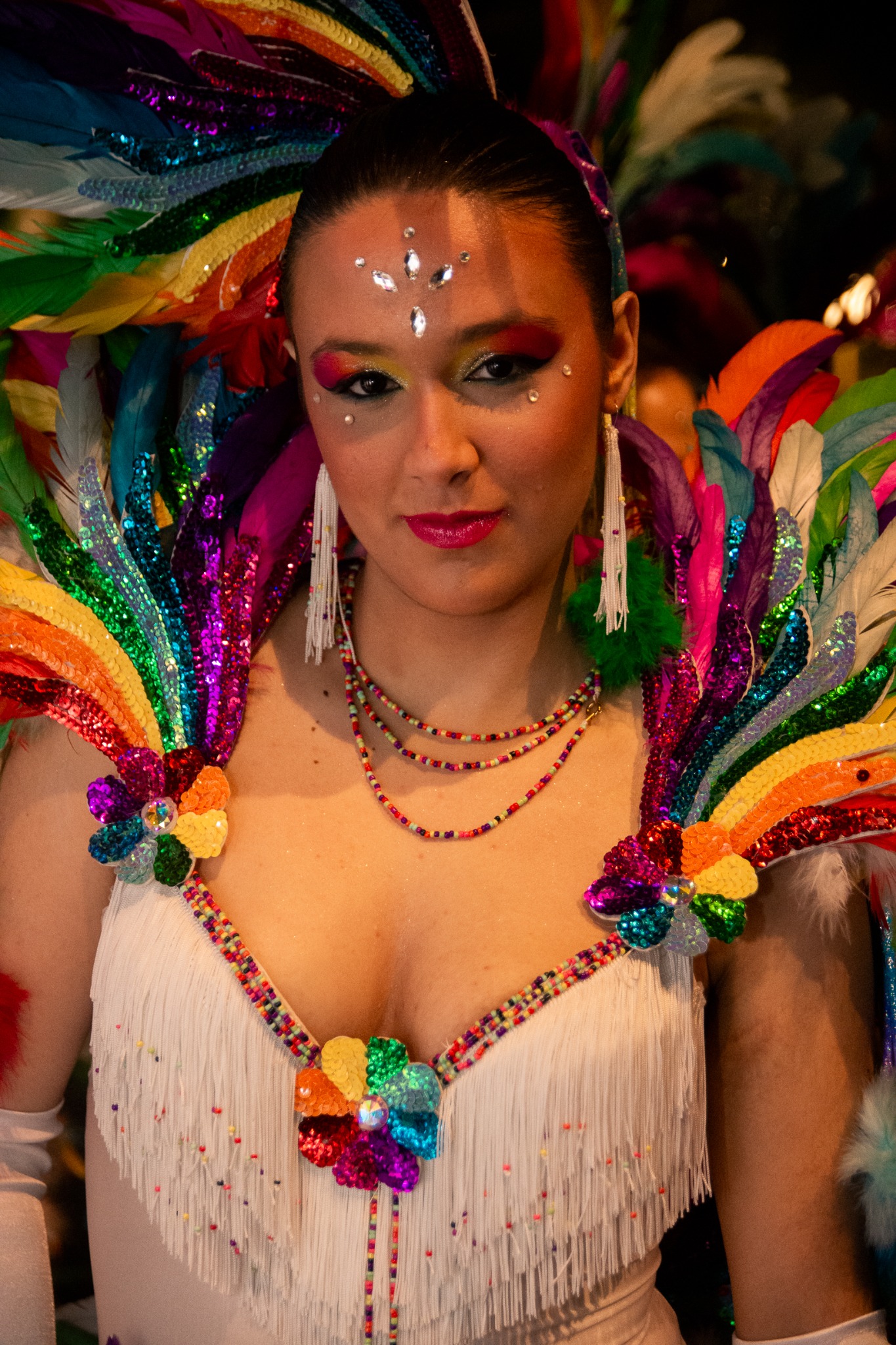 Retrato de Carnaval con plumas